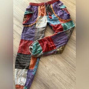 Rising International Bohemian Boho Patchwork Pants Pockets size Small